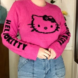 H&M Hot Pink Hello Kitty Cropped Sweater XL